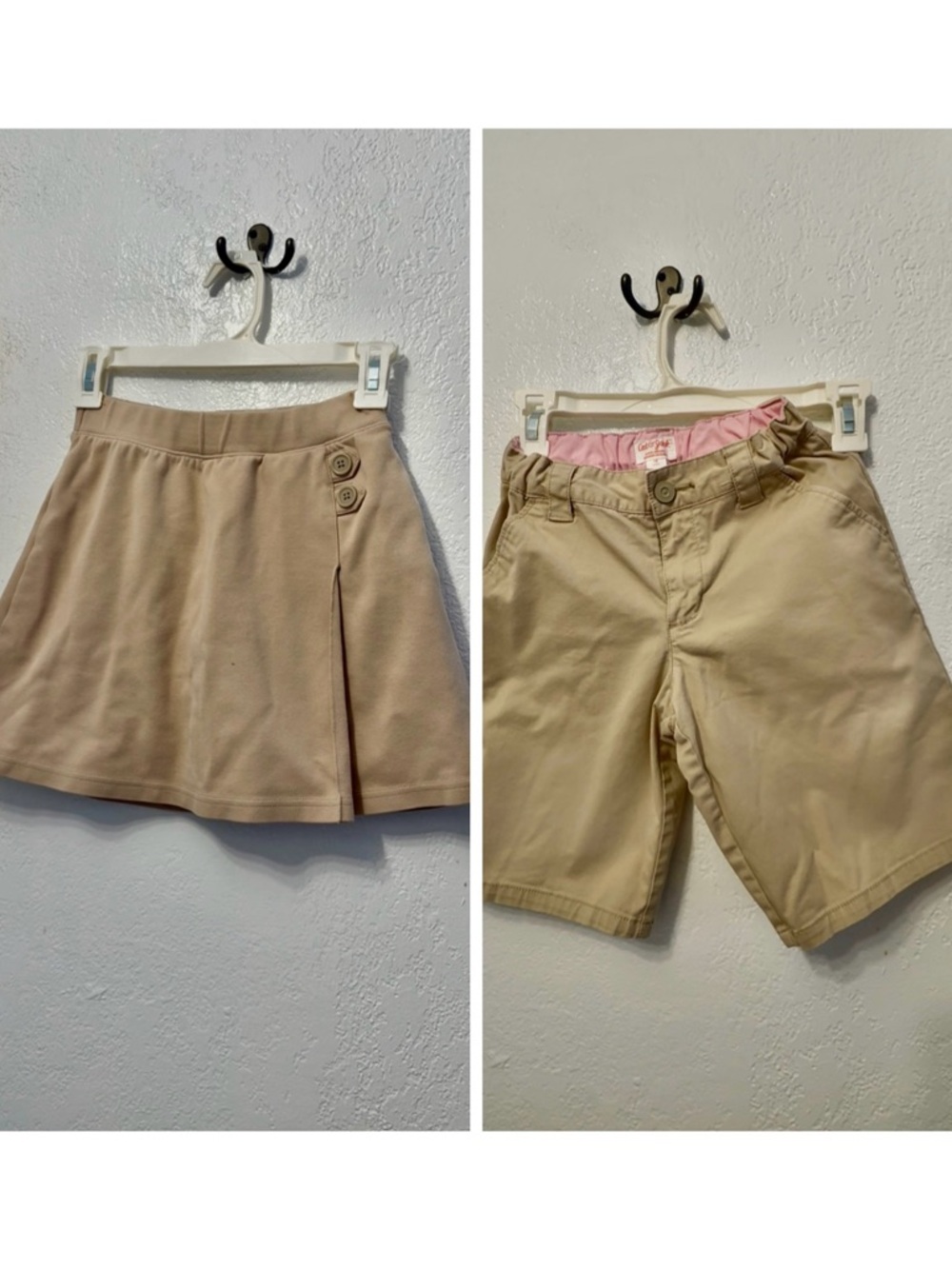 Cat & Jack Girls Khaki School Shorts with Pink Waistband